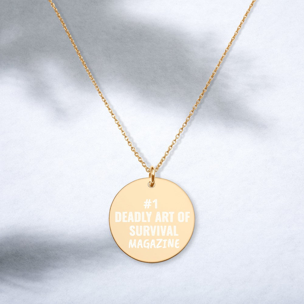 Deadly Art of Survival Magazine Engraved 24K Gold Plated Disc Necklace deadlyartofsurvival.com