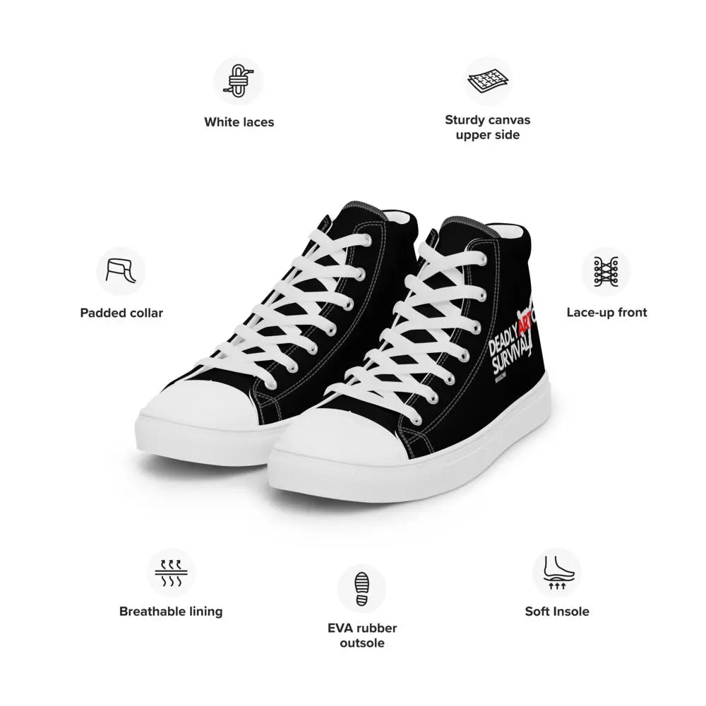 Deadly Art of Survival Mens Black High Top Sneakers deadlyartofsurvival.com