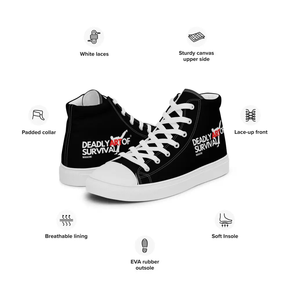 Deadly Art of Survival Mens Black High Top Sneakers deadlyartofsurvival.com